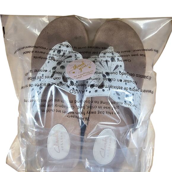 Clarks Artisan Sandals Palima Palm Laser Cut Thong Cork Wedge White Womens Sz 8 - Picture 11 of 11